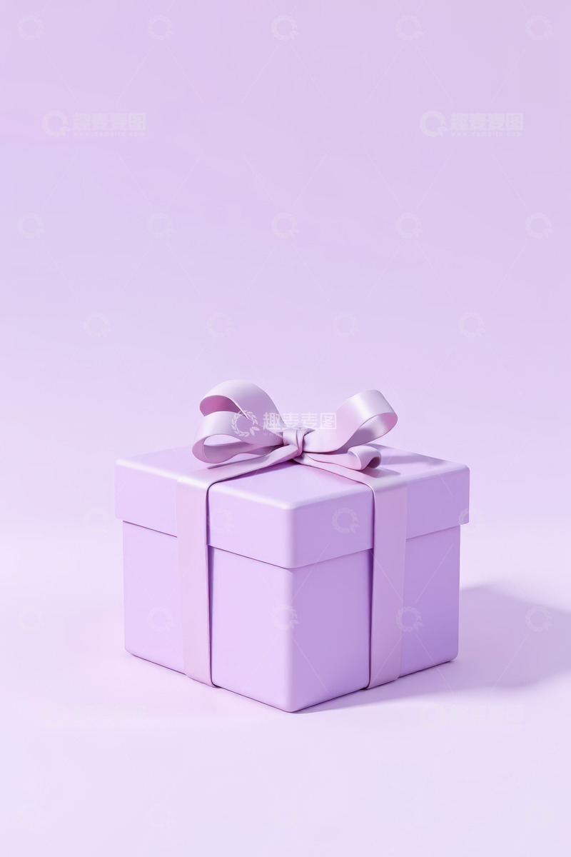高清大图下载【趣麦麦图】淡紫色礼物盒带蝴蝶结装饰