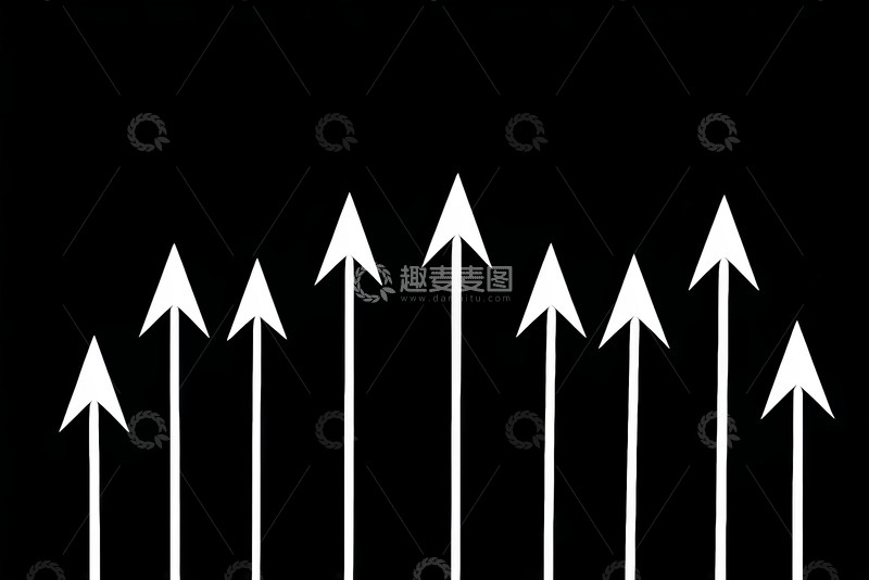 高清大图下载【趣麦麦图】黑色背景上的白色箭头素材