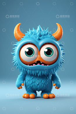 蓝色毛绒怪物卡通角色