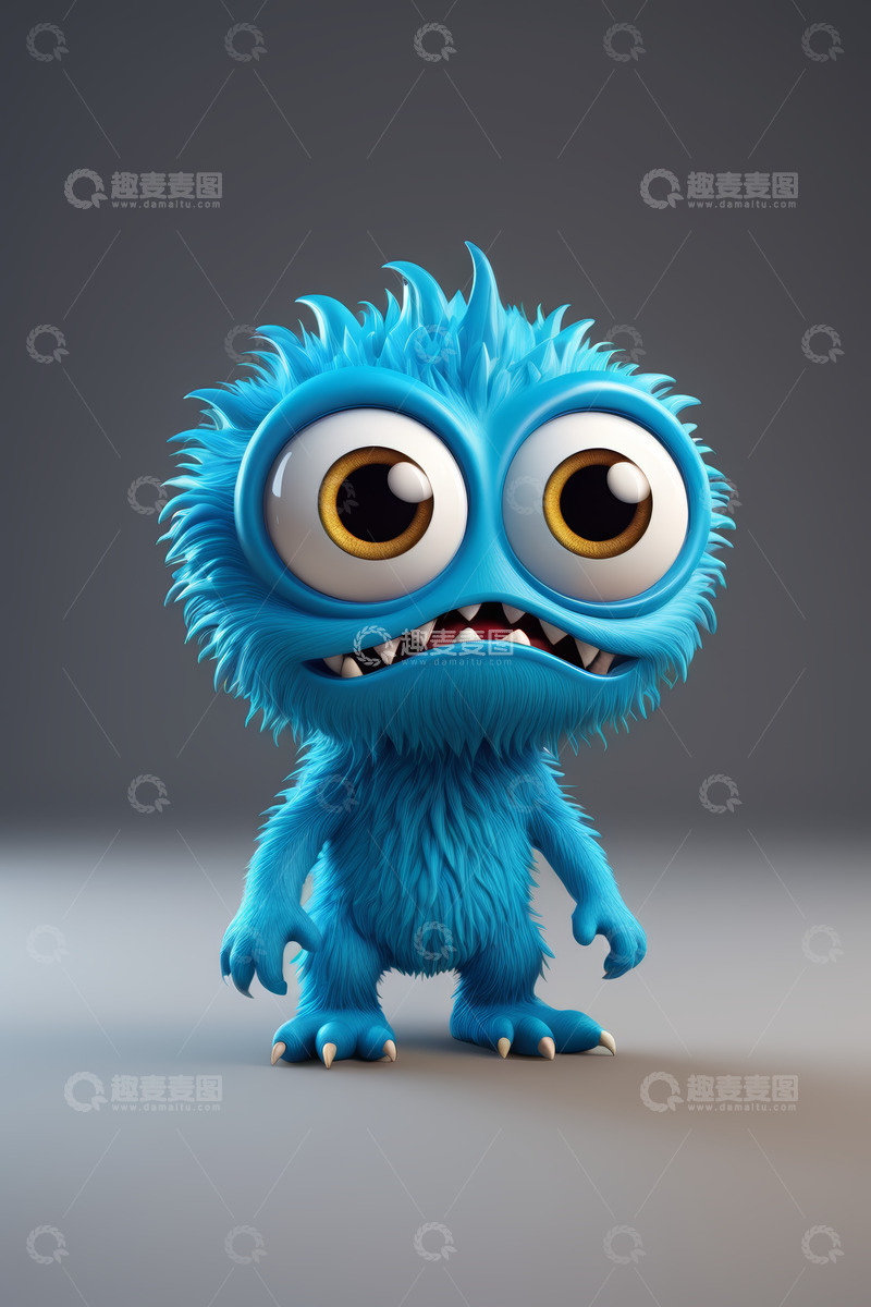 高清大图下载【趣麦麦图】蓝色卡通怪物形象