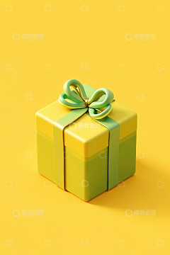 黄绿配色礼物盒特写