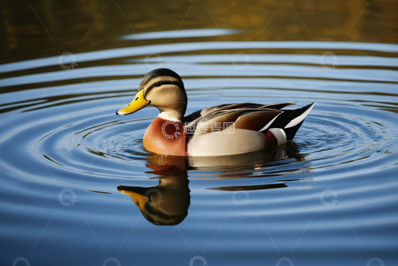 高清大图下载【趣麦麦图】水面上游泳的鸭子