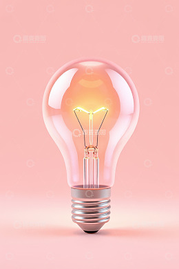粉色背景发光灯泡素材