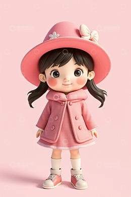 粉色系可爱3D小女孩形象