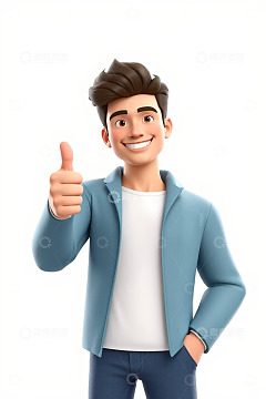 卡通男性竖大拇指形象