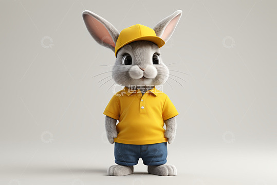 穿着黄色服饰的卡通兔子