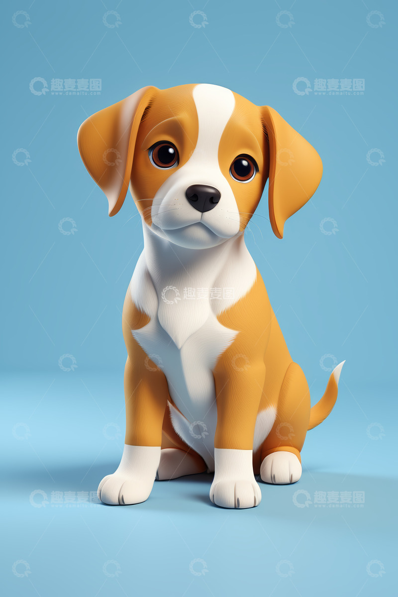 高清大图下载【趣麦麦图】卡通小狗坐姿形象素材