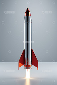 发射中的金属质感火箭