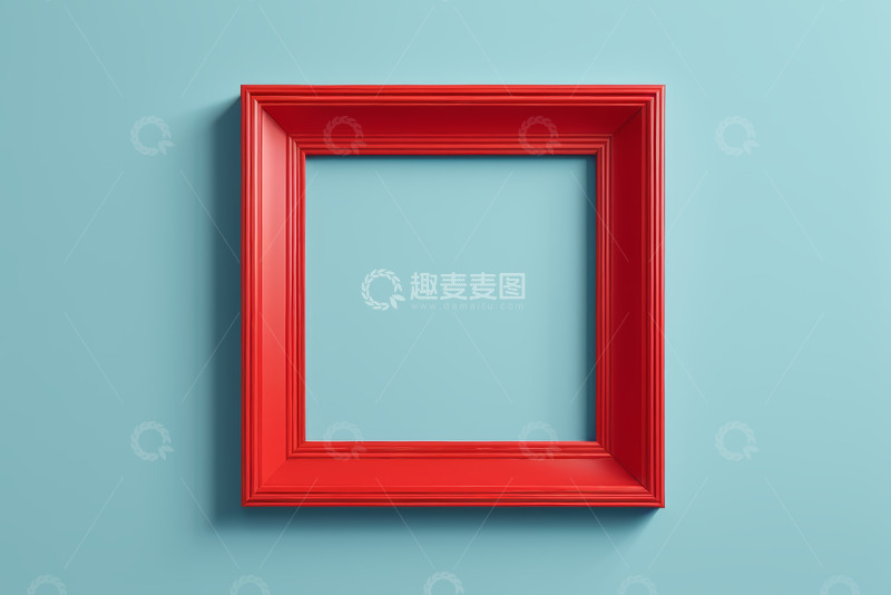 高清大图下载【趣麦麦图】蓝色背景上的红色相框