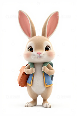 背着书包的动画兔子形象