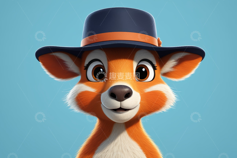 高清大图下载【趣麦麦图】戴帽子的卡通小鹿形象