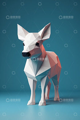 低多边形风格鹿3D模型
