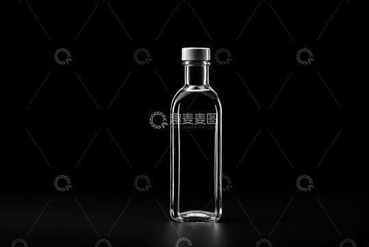 黑色背景下透明玻璃瓶