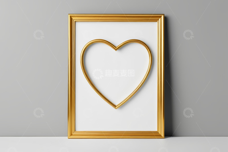 高清大图下载【趣麦麦图】金色相框内心形装饰图案