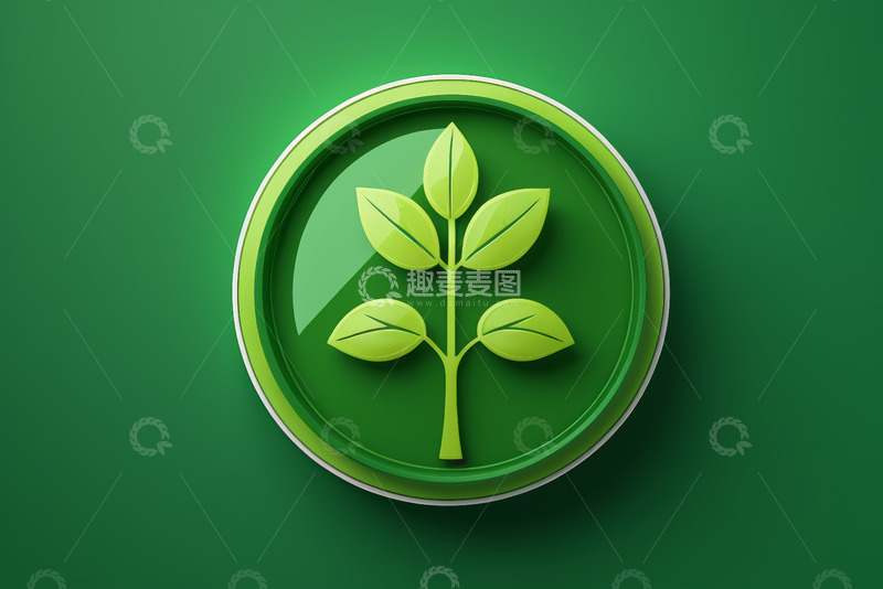 高清大图下载【趣麦麦图】绿色圆形植物图标