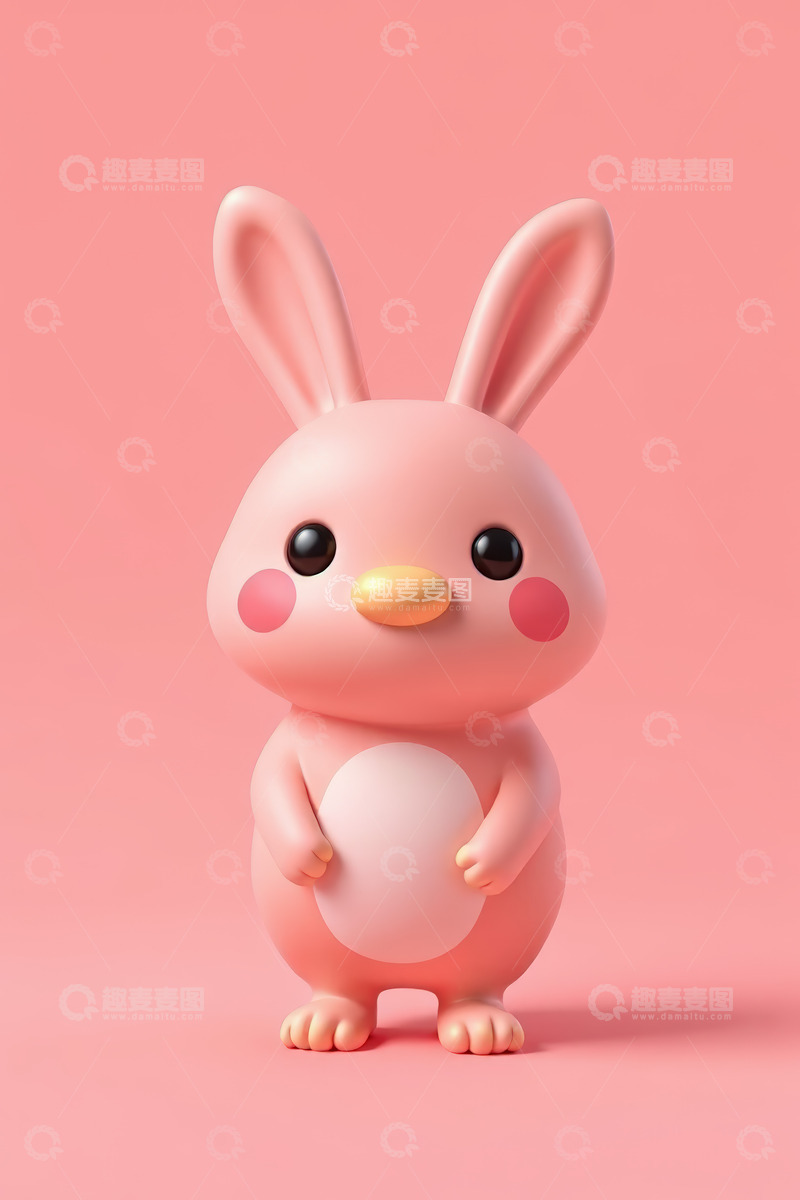 高清大图下载【趣麦麦图】粉色可爱动画兔子形象