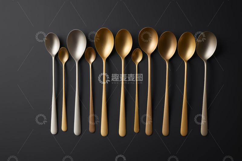 高清大图下载【趣麦麦图】金属勺子餐具排列展示