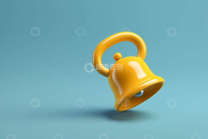 高清大图下载【趣麦麦图】蓝色背景黄色铃铛素材