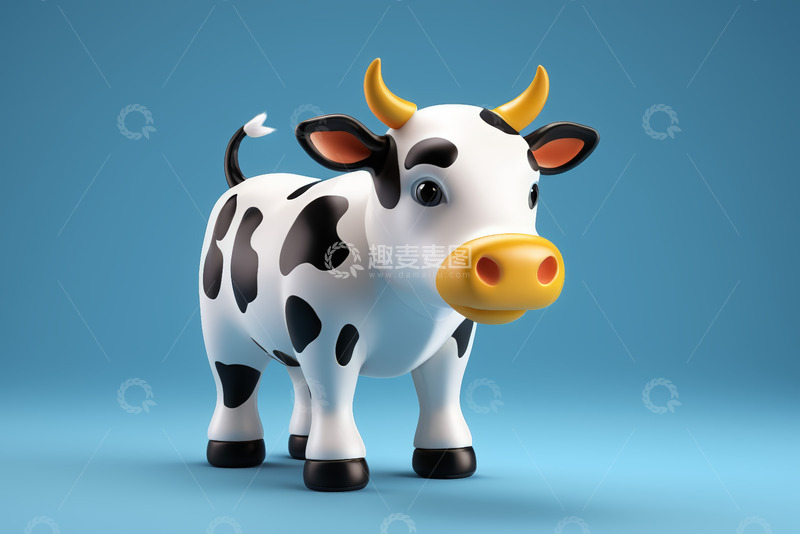 高清大图下载【趣麦麦图】卡通奶牛3D模型