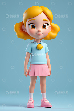 卡通小女孩3D形象展示