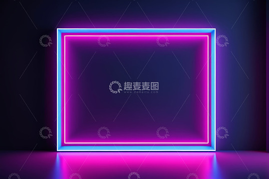 霓虹发光方形框架背景