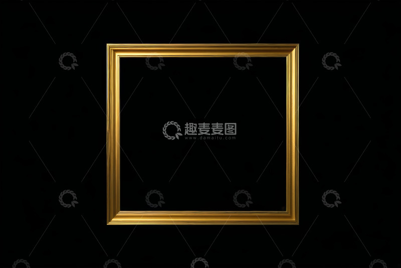 高清大图下载【趣麦麦图】黑色背景上的金色画框
