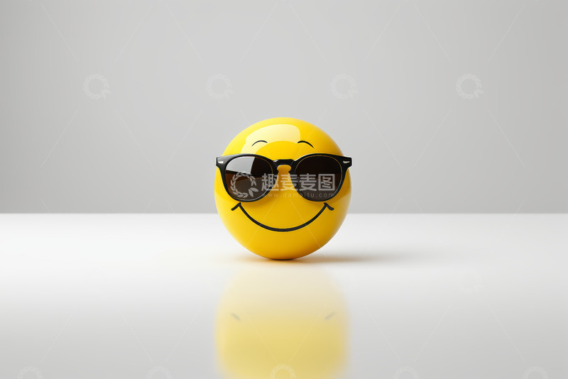 高清大图下载【趣麦麦图】戴墨镜的黄色笑脸圆球