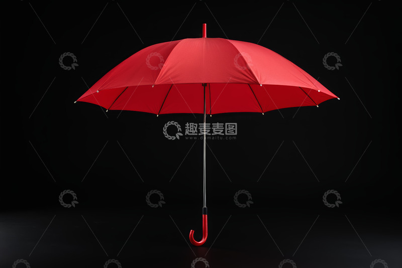 高清大图下载【趣麦麦图】红色雨伞黑色背景特写