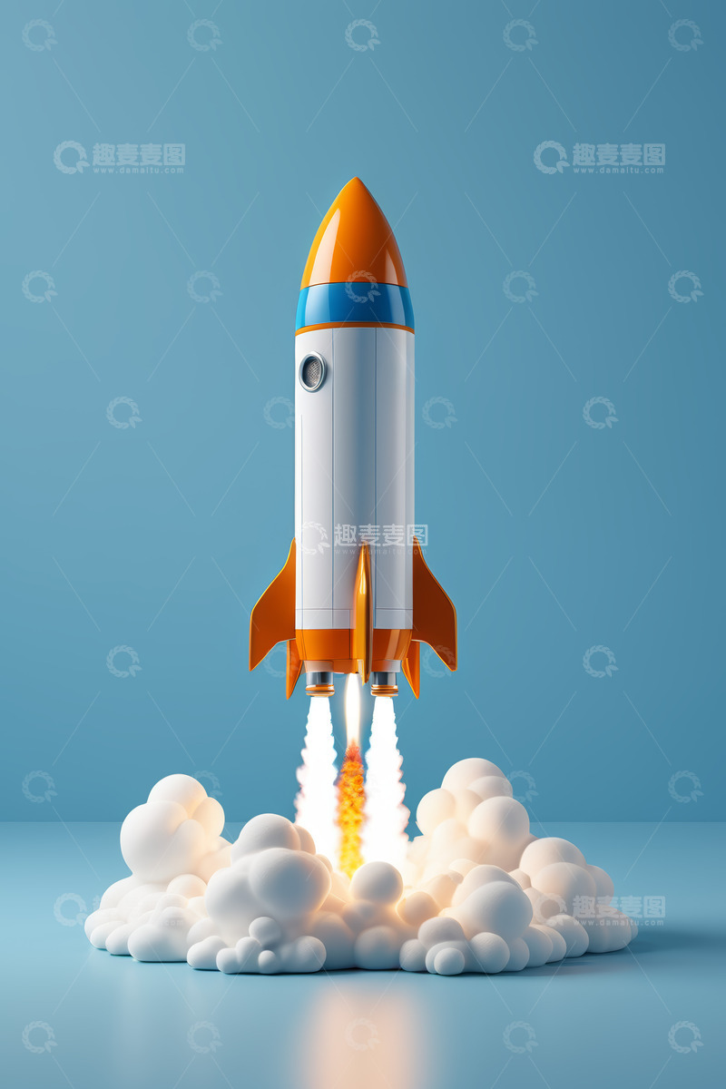 高清大图下载【趣麦麦图】火箭发射升空三维效果图