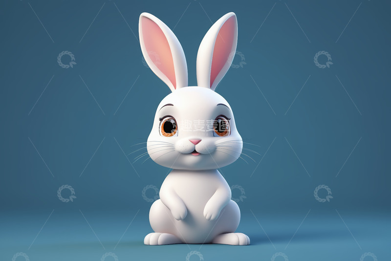 高清大图下载【趣麦麦图】可爱白色动画兔子特写
