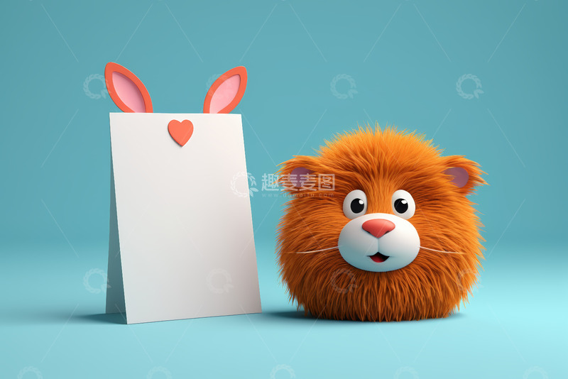 高清大图下载【趣麦麦图】毛绒猫咪与空白卡片