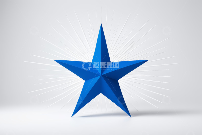 高清大图下载【趣麦麦图】蓝色立体五角星图形