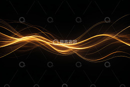 黑色背景金色发光抽象线条