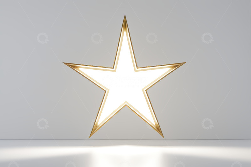 高清大图下载【趣麦麦图】金色发光五角星素材