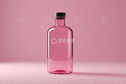 粉色背景透明玻璃瓶