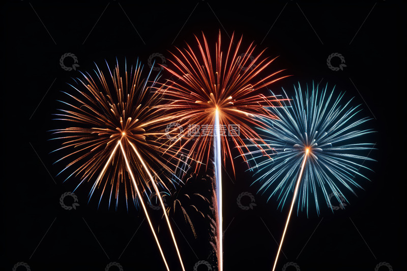 高清大图下载【趣麦麦图】夜空中绽放的多彩烟花