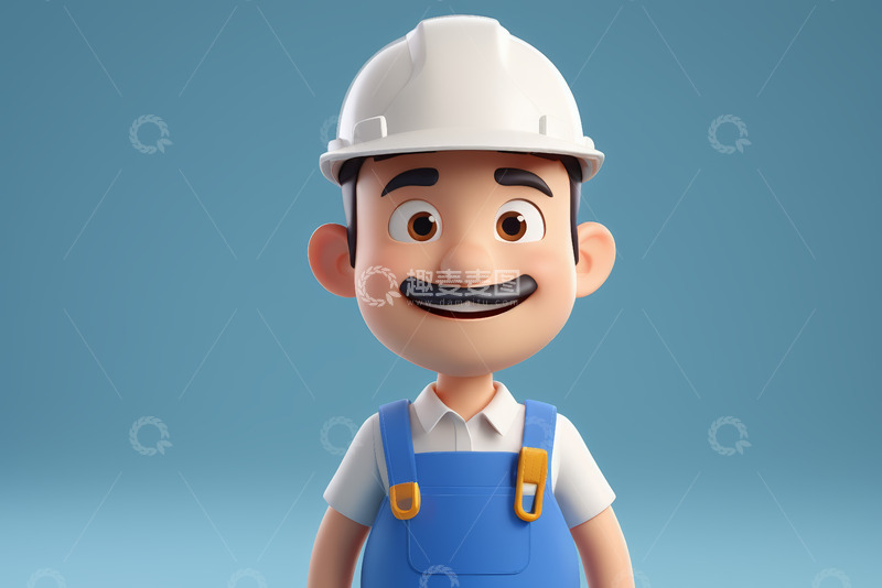 高清大图下载【趣麦麦图】卡通工人形象特写