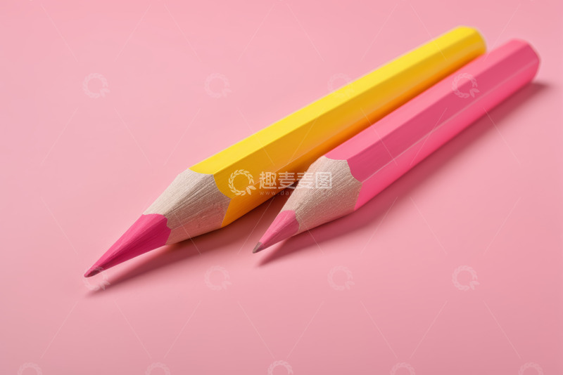 高清大图下载【趣麦麦图】-粉色背景上的彩色铅笔