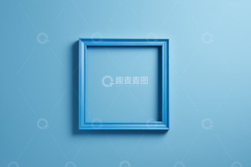 高清大图下载【趣麦麦图】蓝色背景上的方形画框