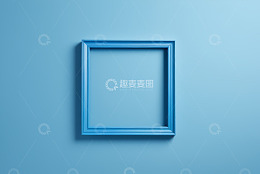 蓝色背景上的方形画框