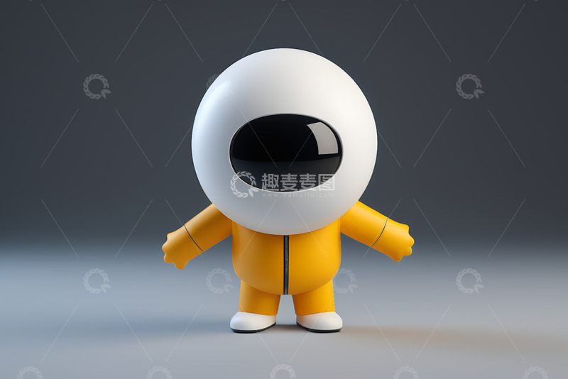 高清大图下载【趣麦麦图】黄色卡通宇航员形象3D模型