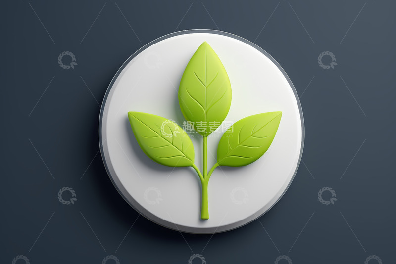 高清大图下载【趣麦麦图】圆形图标上的绿叶图案