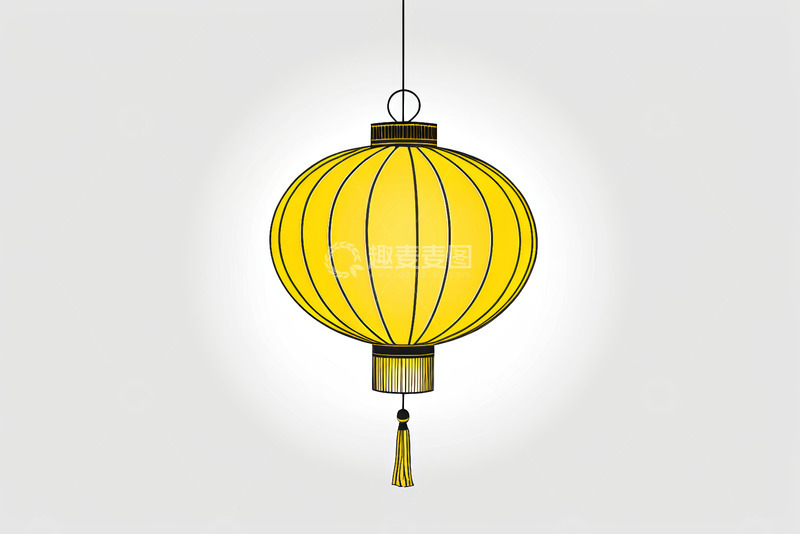 高清大图下载【趣麦麦图】黄色中国灯笼插画素材