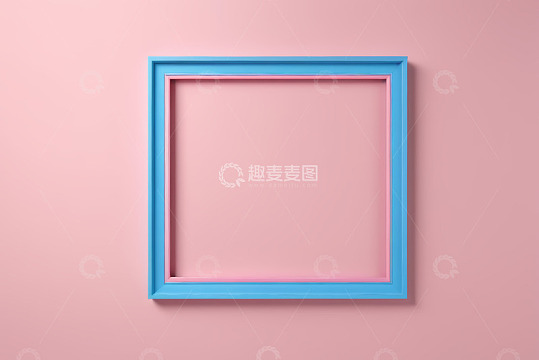粉色背景上的蓝色方形框架
