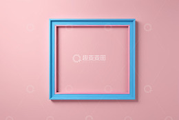 粉色背景上的蓝色方形框架