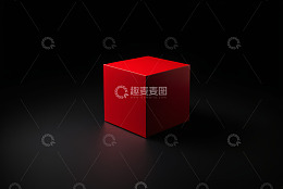黑色背景上的红色立方体