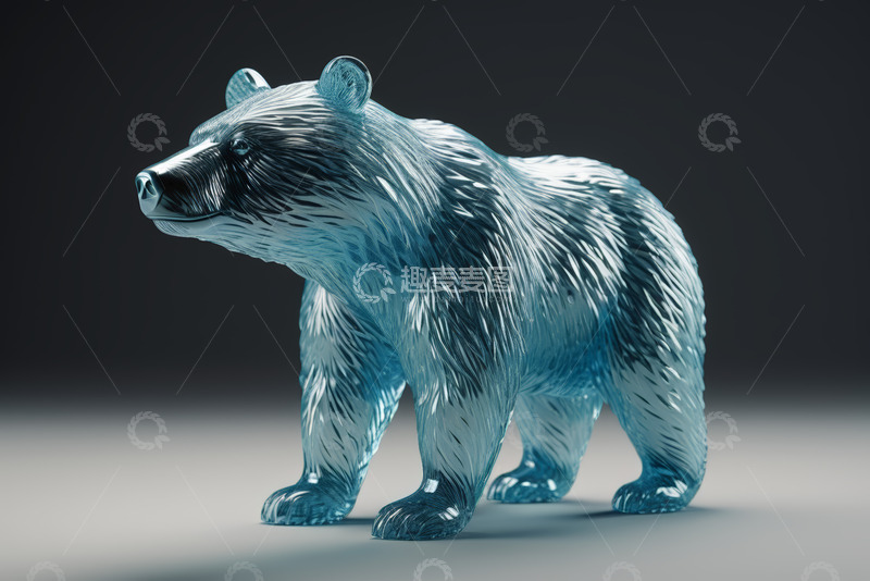高清大图下载【趣麦麦图】蓝色透明质感熊形摆件
