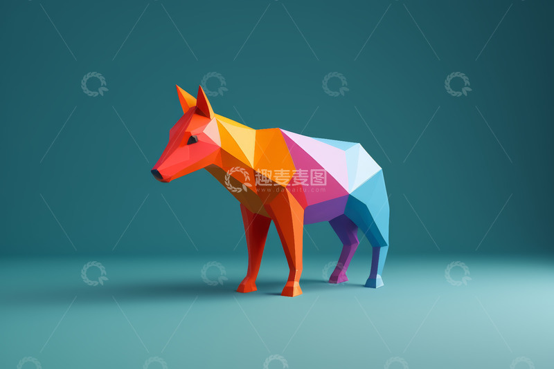 高清大图下载【趣麦麦图】多彩多边形风格动物形象