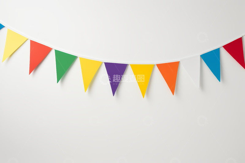 高清大图下载【趣麦麦图】彩色三角旗装饰背景素材