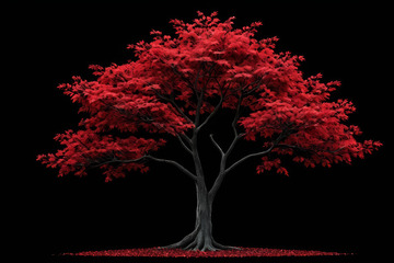 黑背景下的红色枫树